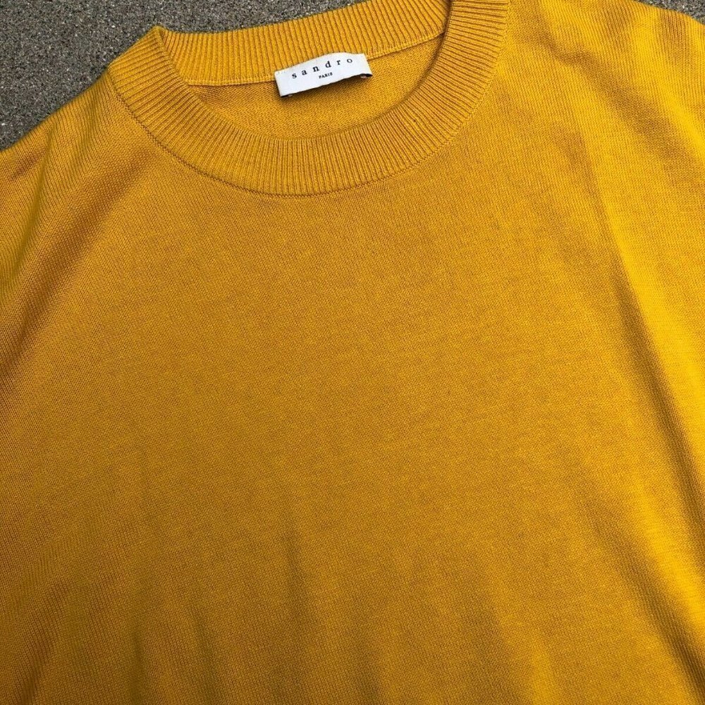SANDRO PARIS Women's Designer Pullover Sweater LARGE Yellow Long Sleeve​​​​​​​ - Picture 7 of 7